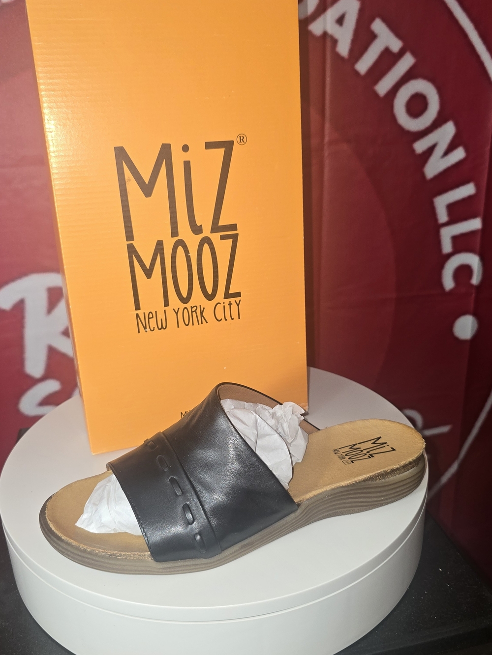 Miz Mooz Black Leather Slide Sandals Size 38